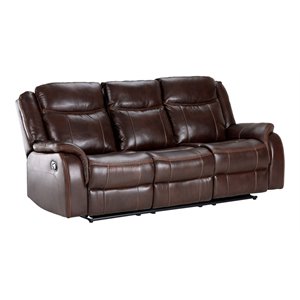 Sunset Trading Avant 86&quot Faux Leather Dual Reclining Sofa in Brown