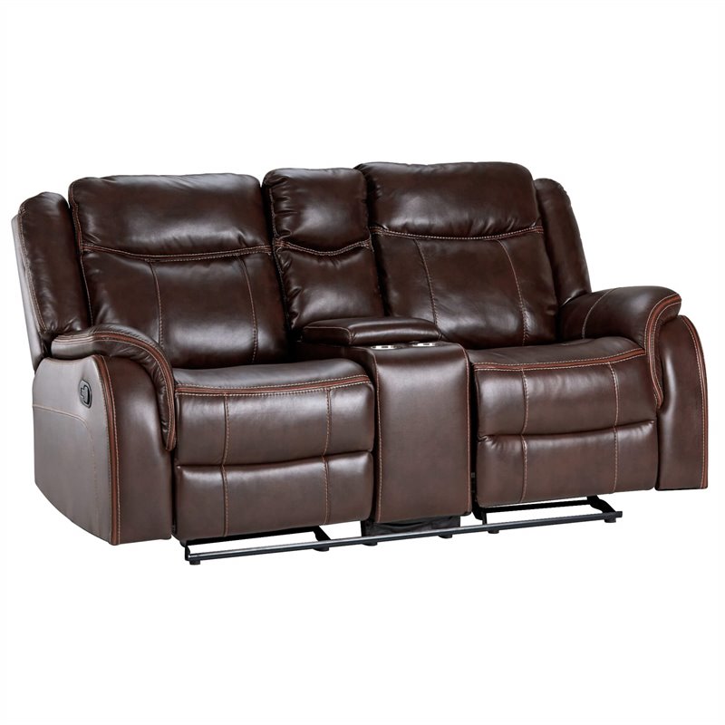 Sunset Trading Avant 3-Piece Faux Leather Reclining Living Room Set in Brown