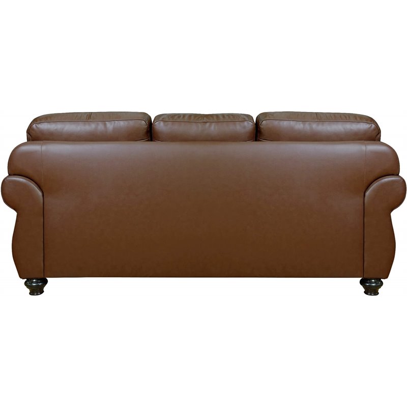 Sunset Trading Charleston 3-Piece Top-Grain Leather Living Room Set in Chestnut