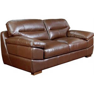 Sunset Trading Jayson 89&quot Modern Top-Grain Leather Sofa in Chestnut