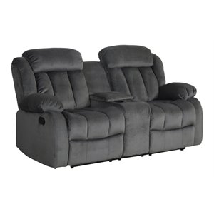 sunset trading madison fabric reclining loveseat with console in charcoal