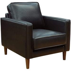 Sunset Trading Prelude 32&quot Contemporary Top-Grain Leather Armchair in Black