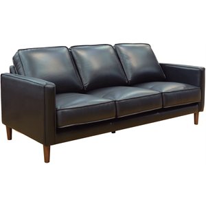 Sunset Trading Prelude 79&quot Contemporary Top-Grain Leather Sofa in Black