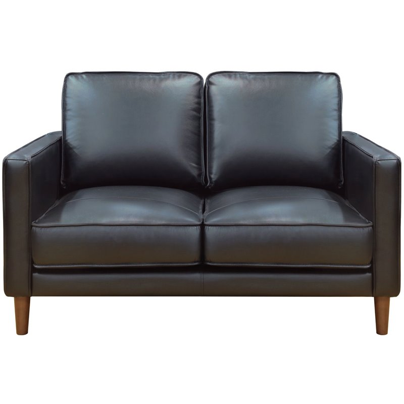 Sunset Trading Prelude 3-Piece Top-Grain Leather Living Room Set in Black