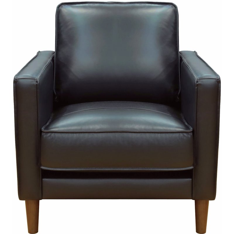 Sunset Trading Prelude 3-Piece Top-Grain Leather Living Room Set in Black