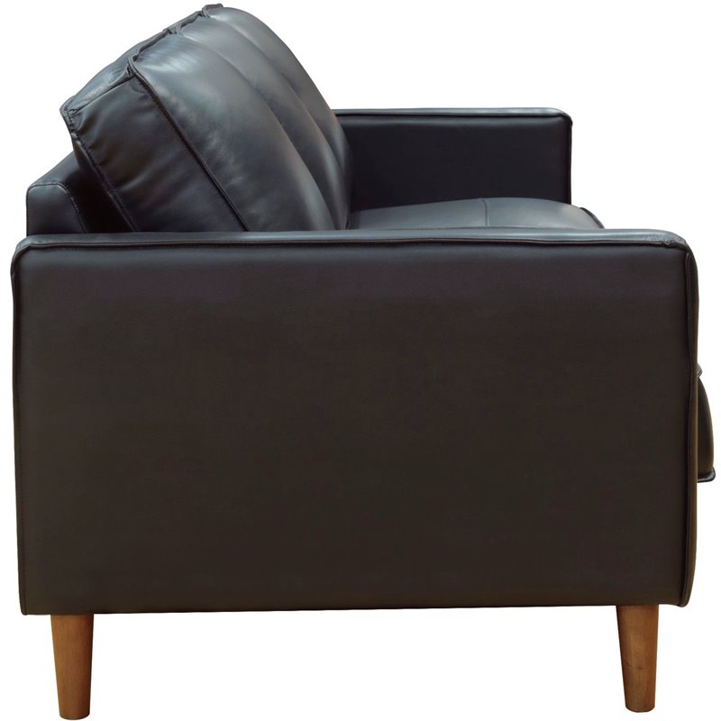 Sunset Trading Prelude 3-Piece Top-Grain Leather Living Room Set in Black