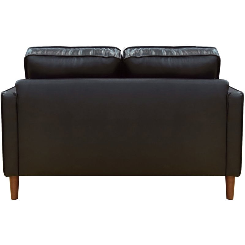 Sunset Trading Prelude 3-Piece Top-Grain Leather Living Room Set in Black