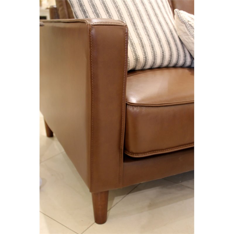 Sunset Trading Prelude 3-Piece Top-Grain Leather Living Room Set in Chestnut