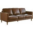 Sunset Trading Prelude 3-Piece Top-Grain Leather Living Room Set in Chestnut