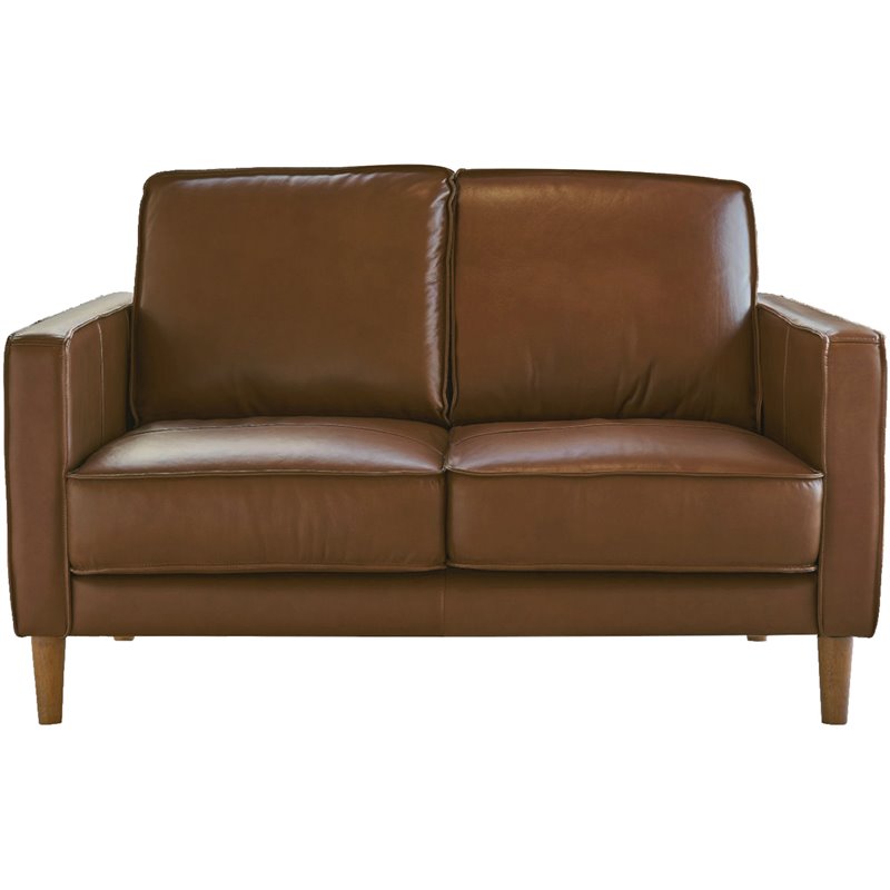 Sunset Trading Prelude 3-Piece Top-Grain Leather Living Room Set in Chestnut