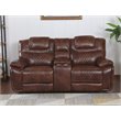 Sunset Trading Diamond Power Faux Leather Dual Reclining Loveseat in Brown