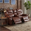 Sunset Trading Diamond Power Faux Leather Dual Reclining Loveseat in Brown