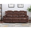 Sunset Trading Diamond Power Faux Leather Dual Reclining Sofa in Brown