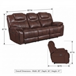 Sunset Trading Diamond Power Faux Leather Dual Reclining Sofa in Brown