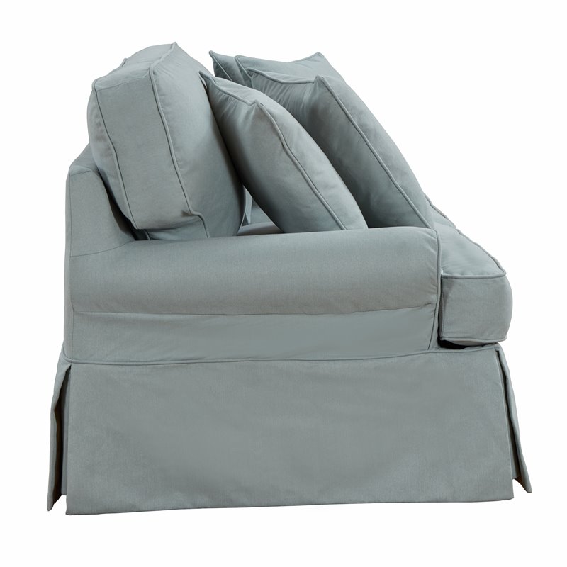 Sunset Trading Horizon 4-Piece Fabric Slipcovered Living Room Set in Blue