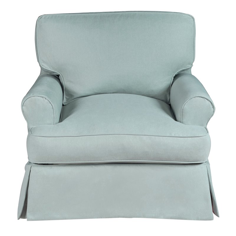 Sunset Trading Horizon 4-Piece Fabric Slipcovered Living Room Set in Blue