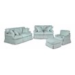 Sunset Trading Horizon 4-Piece Fabric Slipcovered Living Room Set in Blue