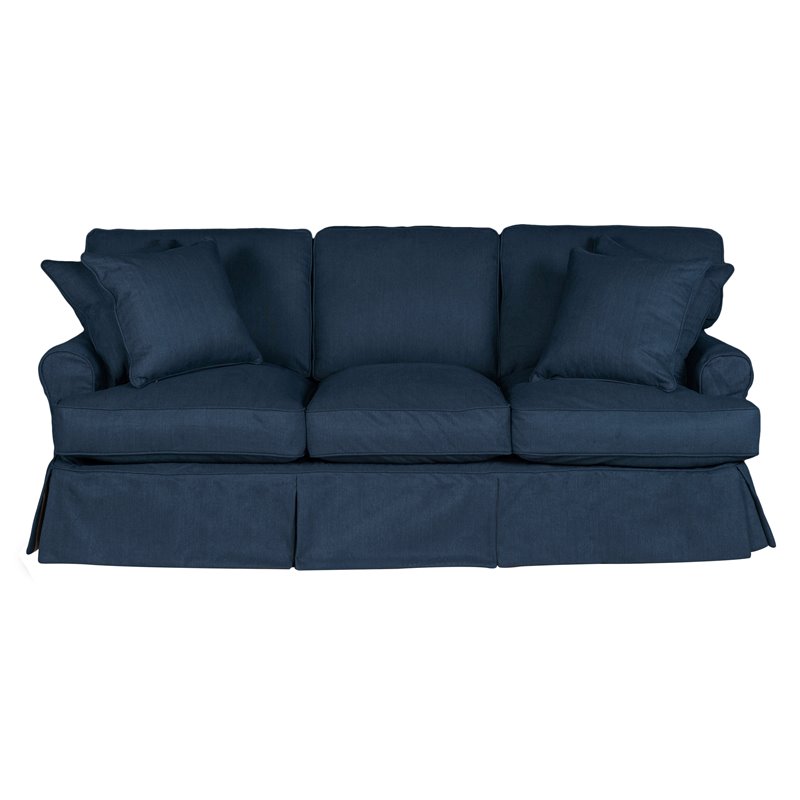 Sunset Trading Horizon 4-Piece Fabric Slipcovered Living Room Set in Navy