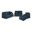 Sunset Trading Horizon 4-Piece Fabric Slipcovered Living Room Set in Navy