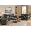 Sunset Trading Luxe 3-Piece Leather Reclining Living Room Set in Gray