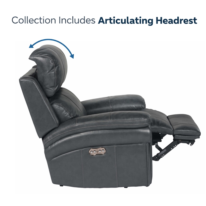 Sunset Trading Luxe 3-Piece Leather Reclining Living Room Set in Gray