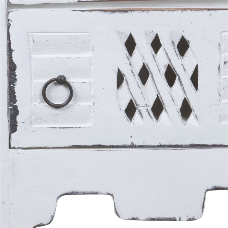 Sunset Trading Cottage Transitional Wood End Table in Whitewashed/Antique Iron