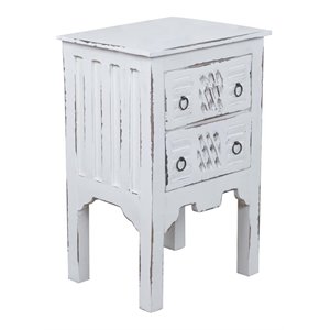 sunset trading cottage transitional wood end table in whitewashed/antique iron