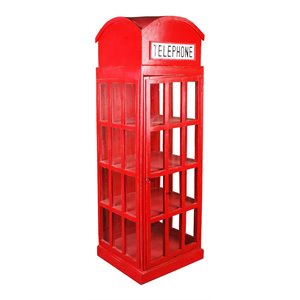 sunset trading cottage wood english phone booth cabinet in distressed red