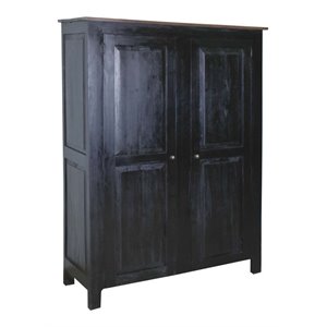 sunset trading cottage wide 2-door wood storage cabinet in antique black