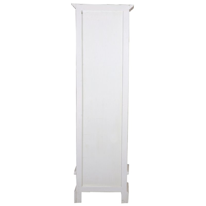 Sunset Trading Cottage Narrow Transitional Bookcase in Distressed White Wood