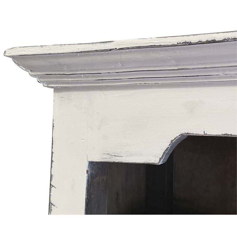 Sunset Trading Cottage Narrow Transitional Bookcase in Distressed White Wood