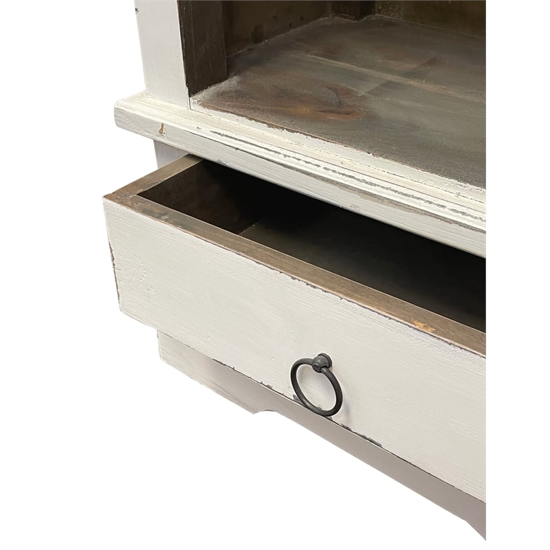 Sunset Trading Cottage Narrow Transitional Bookcase in Distressed White Wood