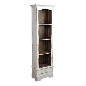 sunset trading cottage narrow transitional wood bookcase in distressed white