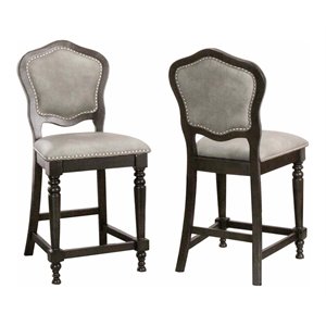 Sunset Trading Vegas 25&quot Microsuede Upholstered Barstools in Gray (Set of 2)