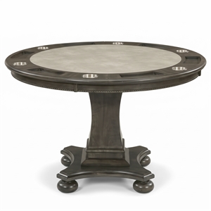 Sunset Trading Vegas 48&quot Round Reversible Top Wood Dining/Poker Table in Gray