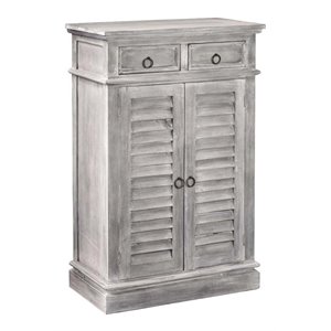 sunset trading cottage 2-door shutter wood cabinet with drawer in gray