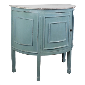 sunset trading cottage half round cabinet in distressed beach blue wood