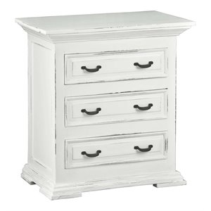 sunset trading cottage 3-drawer wood nightstand/end table in distressed white