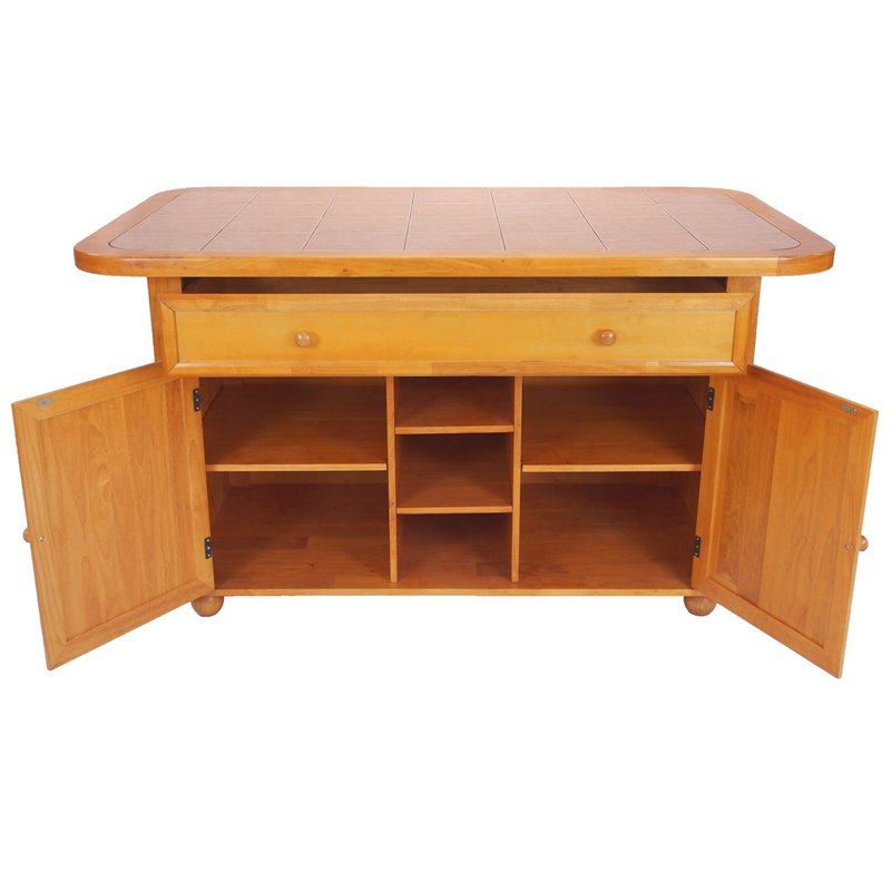 Sunset Trading Oak Selections Transitional Kitchen Island in Oak/Beige Wood