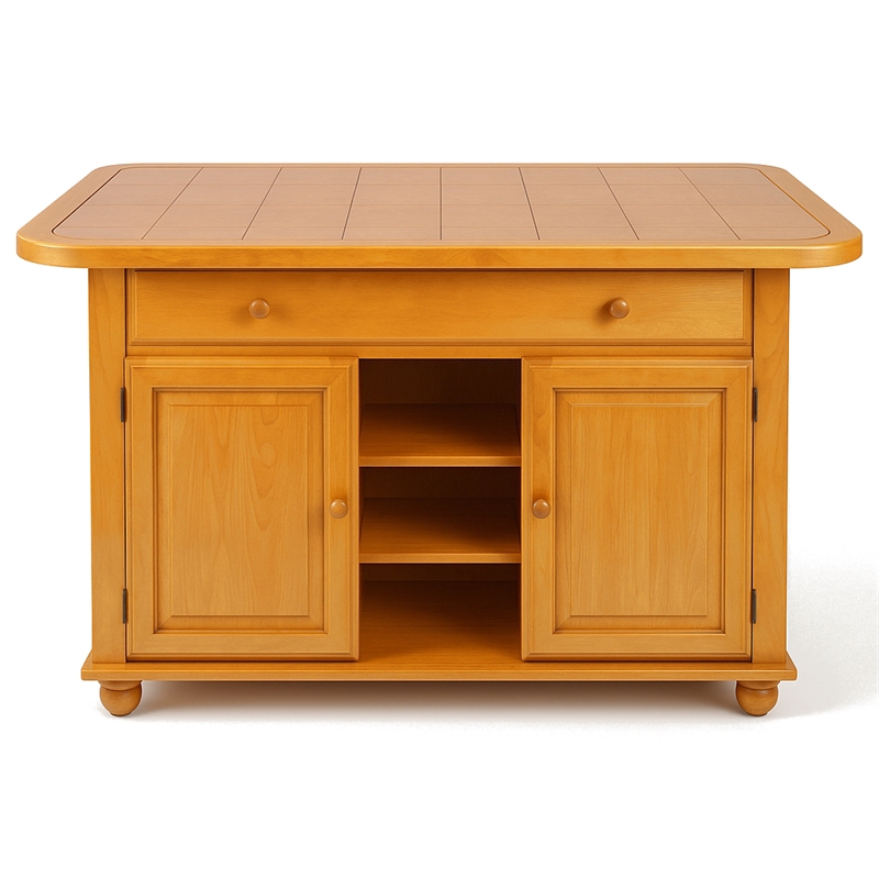 Sunset Trading Oak Selections Transitional Kitchen Island in Oak/Beige Wood