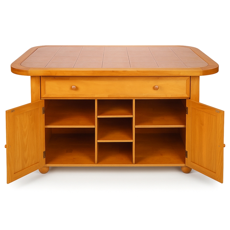 Sunset Trading Oak Selections Transitional Kitchen Island in Oak/Beige Wood