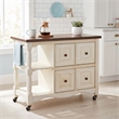 Sunset Trading Andrews 4-Drawer Wood Kitchen Cart in Antique White/Chestnut
