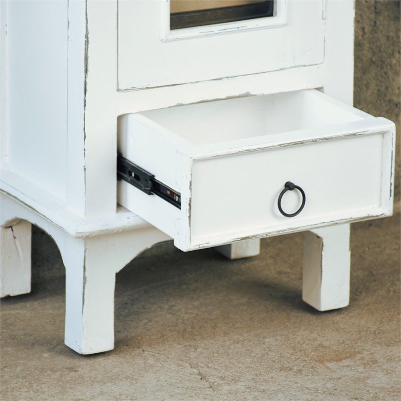 Sunset Trading Cottage 1-Door Wood End Table/Nightstand in Distressed White