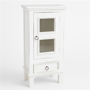 Sunset Trading Cottage 1-Door Wood End Table/Nightstand in Distressed White