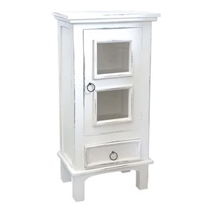 sunset trading cottage 1-door wood end table/nightstand in distressed white