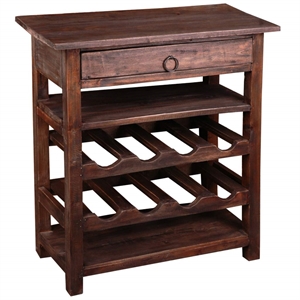 Sunset Trading Cottage Wood Wine Server with Drawer in Raftwood Brown