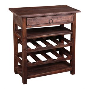 sunset trading cottage wood wine server with drawer in raftwood brown