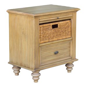 sunset trading vintage casual wood nightstand with basket in maple brown
