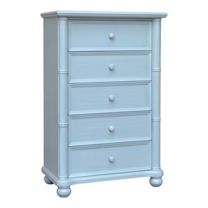 sunset trading cool breeze coastal wood 5-drawer bedroom chest in beach blue