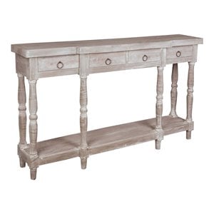 sunset trading cottage transitional wood console table in lime gray washed